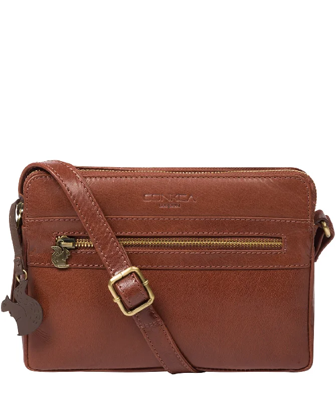 'Drew' Conker Brown Leather Cross Body Bag Trendy Backpacks With Big Discounts