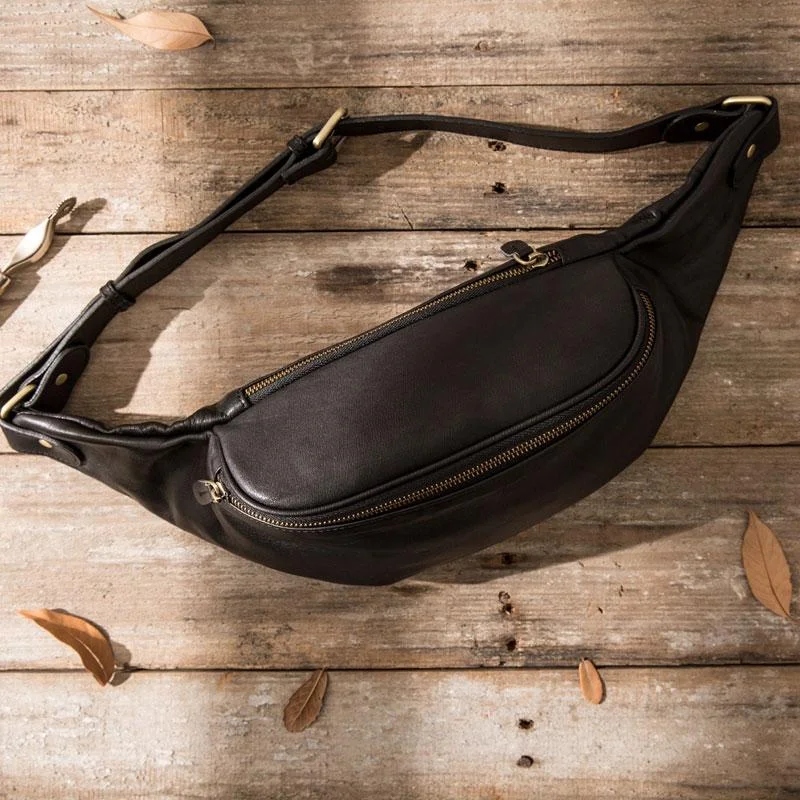 Black Leather Fanny Packs Mens Waist Bag Hip Pack Belt Bag for Men Upgrade Your Look With Our Bag Sale Black Leather Fanny Packs Mens Waist Bag Hip Pack Belt Bag for Men Upgrade Your Look With Our Bag Sale