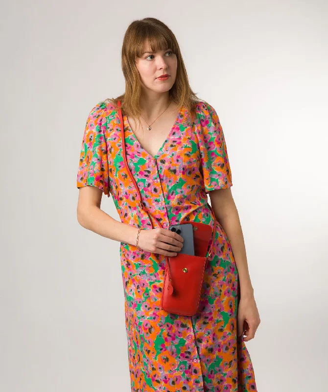 'Buzz' Orangeade Leather Cross Body Phone Bag Stylish Totes, Special Discounts