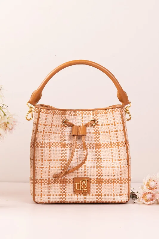 Cancun Woven Leather Bucket Bag Chic Crossbody Bags, Limited Offers