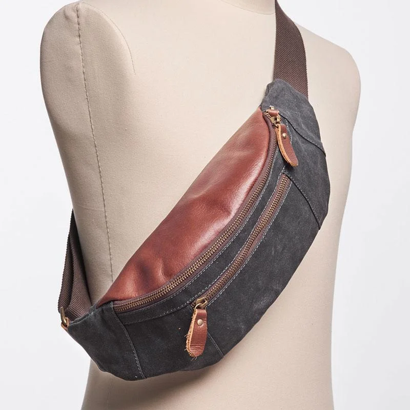 Canvas Leather Mens Fanny Pack Canvas Waist Bag Small Canvas Chest Bag for Men Elegant Bags With Limited Stock Available Canvas Leather Mens Fanny Pack Canvas Waist Bag Small Canvas Chest Bag for Men Elegant Bags With Limited Stock Available