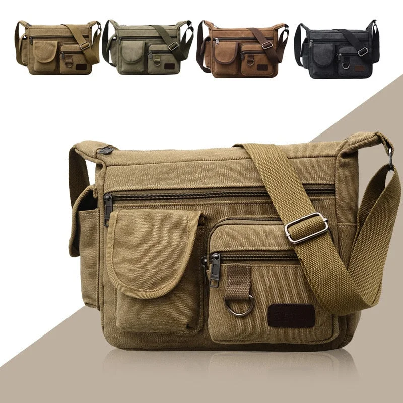 Vintage Canvas Messenger Shoulder Bag For Men Trendy & Timeless Bags, Now On Sale