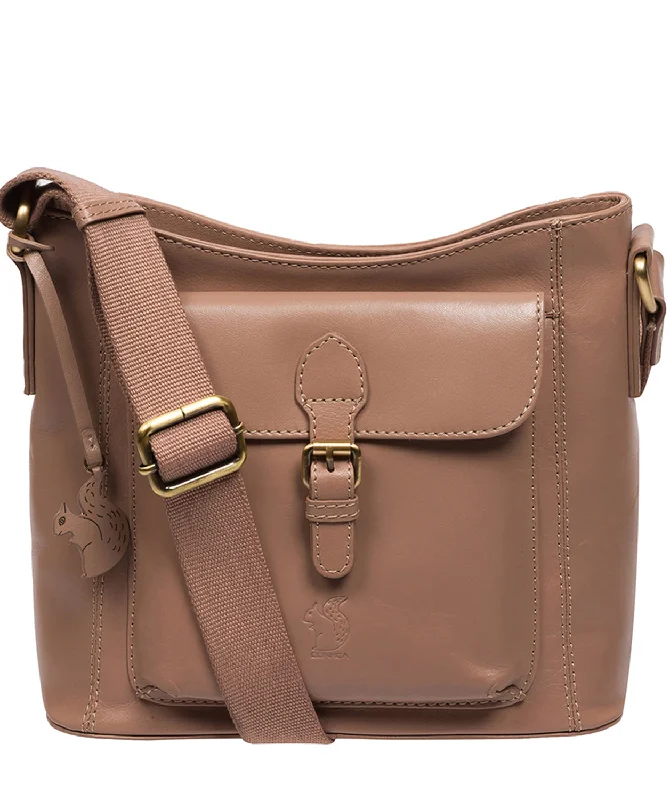 'Carla' Natural Taupe Leather Cross Body Bag Grab Your Favorite Handbags For Less