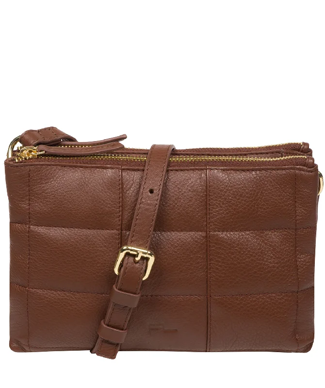 'Carmen' Dark Tan Nappa Leather Cross Body Bag Timeless Handbags, Flash Sale