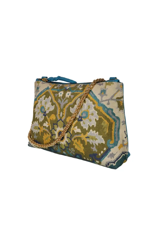 Carnation Blue Printed Leather Shoulder Bag Elegant Purses At Clearance Prices