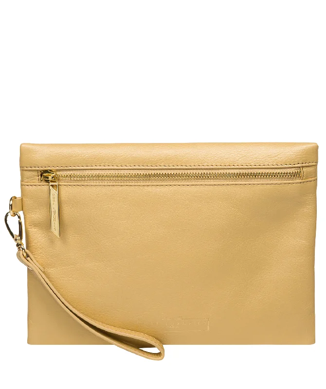 'Chalfont' Metallic Gold Leather Clutch Bag Chic Handbags At Special Promotional Prices