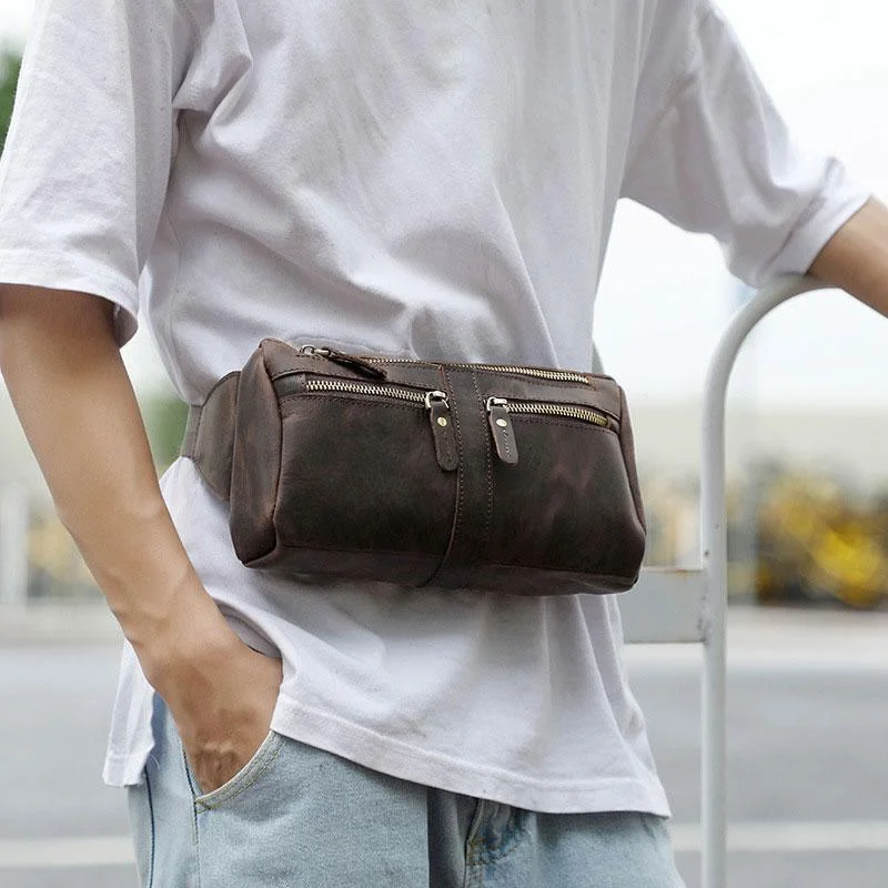 COOL Dark Brown LEATHER MENS FANNY PACK BUMBAG WAIST BAG FOR MEN Classic Totes At Unbeatable Deals COOL Dark Brown LEATHER MENS FANNY PACK BUMBAG WAIST BAG FOR MEN Classic Totes At Unbeatable Deals