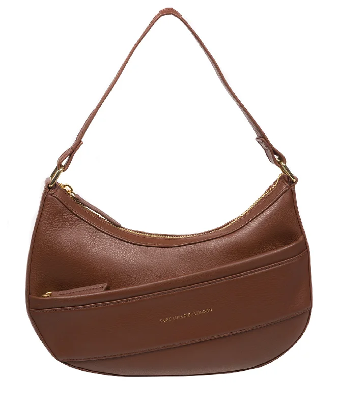 'Emma' Dark Tan Nappa Leather Grab Bag Fashion Bags With Huge Discounts