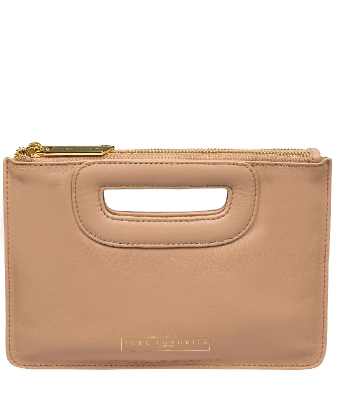 'Esher' Latte Leather Clutch Bag Everyday Elegance At Special Prices