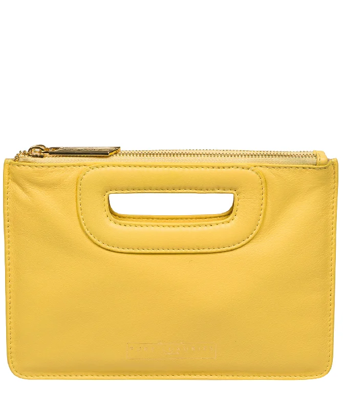 'Esher' Lemon Drop Leather Clutch Bag Timeless Bags, Flash Sale