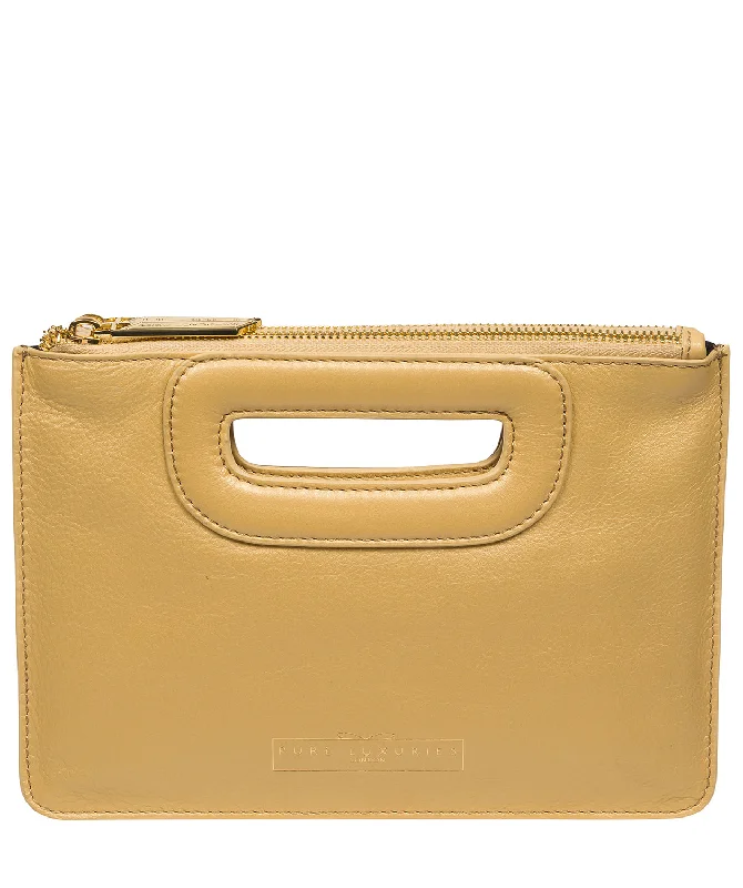'Esher' Metallic Gold Leather Clutch Bag Luxury Handbags At Budget-Friendly Rates