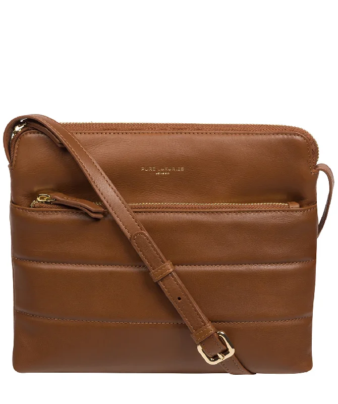 'Finola' Chestnut Nappa Leather Cross Body Bag Elegant Purses, Shop & Save