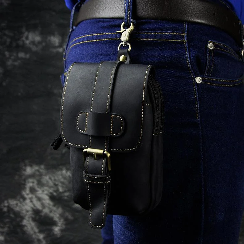 Leather Belt Pouch Mens Small Cases Waist Bag Hip Pack Belt Bag Fanny Pack Bumbag for Men Trendy Totes, Shop & Save