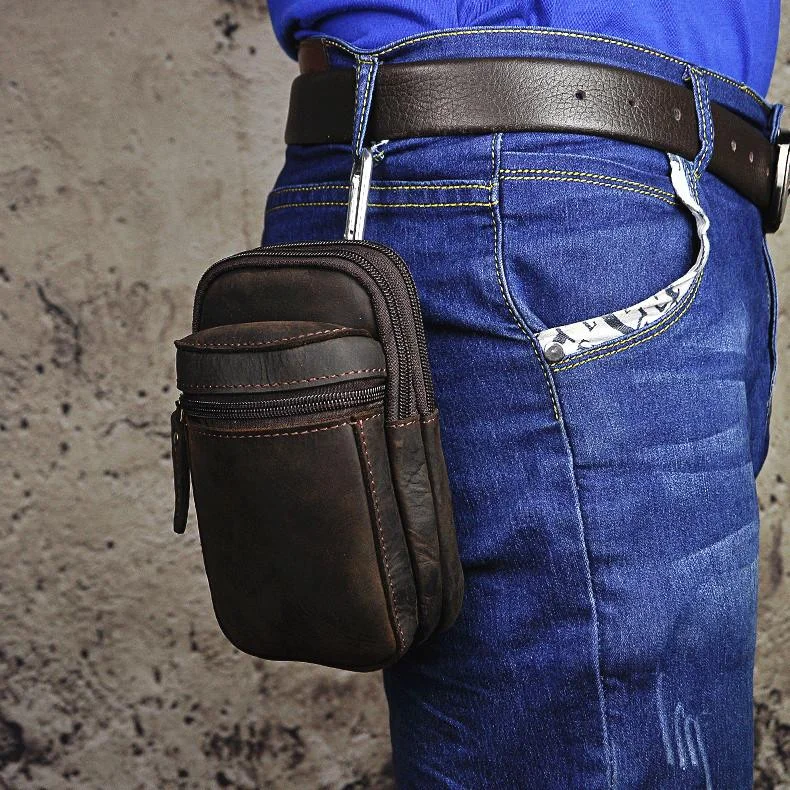 Leather Belt Pouch Mens Small Cases Waist Bag Hip Pack Belt Bag Fanny Pack Bumbag for Men Premium Bags, Special Prices