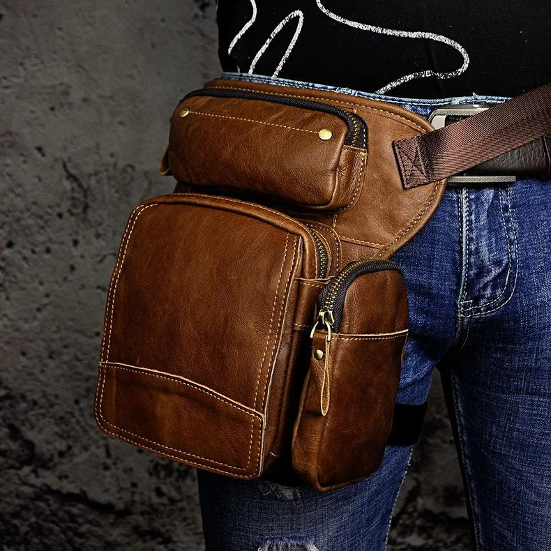 Leather Belt Pouch Mens Small Cases Waist Bag Hip Pack Belt Bag Fanny Pack Bumbag for Men Trendy Bags, Huge Savings