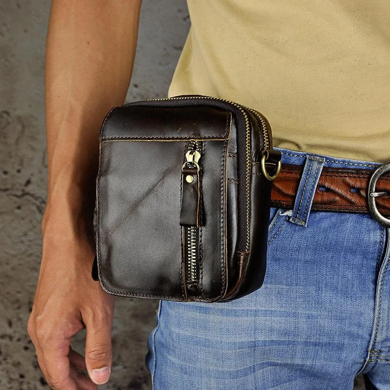 Leather Belt Pouch Mens Small Cases Waist Bag Hip Pack Belt Bag Fanny Pack Bumbag for Men Chic Bags, Shop Now