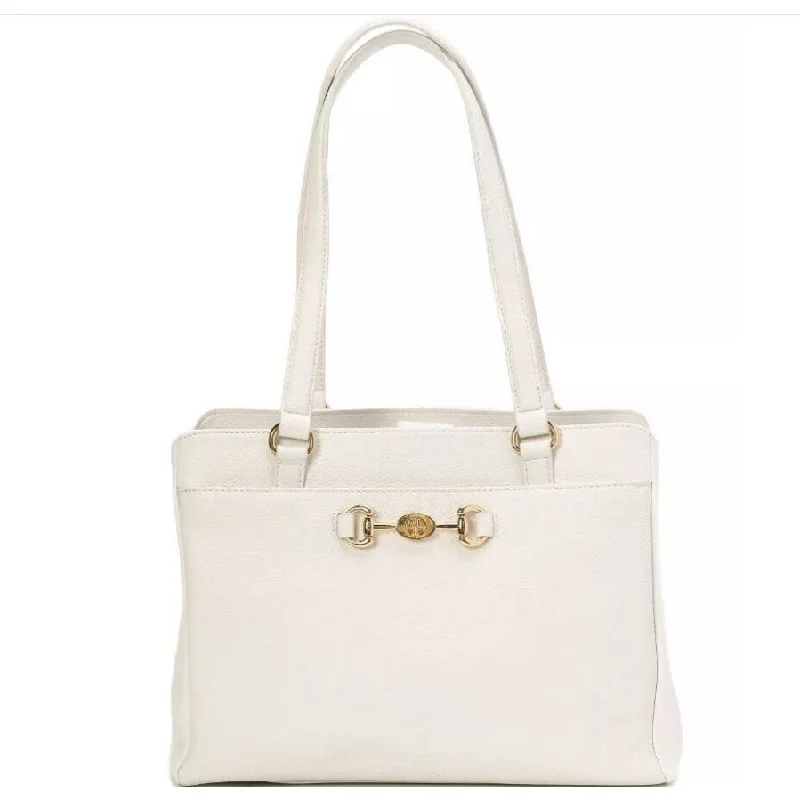Giani Bernini Horsebit Detail Satchel In White Leather Best Bag Sale Of The Season