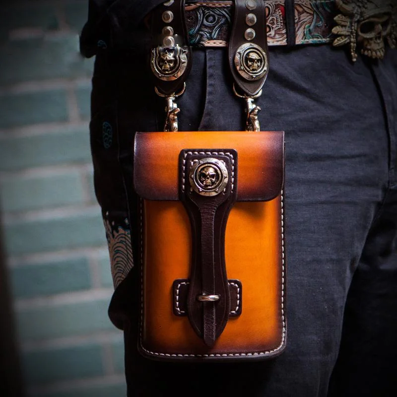 Handmade Biker Leather Belt Pouch Mens Cases Waist Bag Hip Pack Belt Bag Fanny Pack Bumbag for Men Luxury Handbags, Budget-Friendly