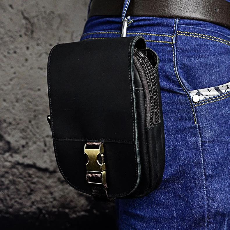 Leather Belt Pouch Mens Small Cases Waist Bag Hip Pack Belt Bag Fanny Pack Bumbag for Men Elegant Bags, Limited Stock