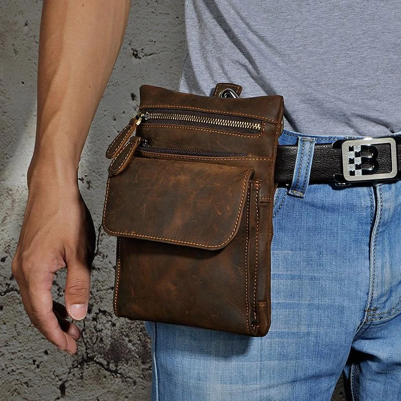 Leather Belt Pouch Mens Small Cases Waist Bag Hip Pack Belt Bag Fanny Pack Bumbag for Men Best Bag Sale Of The Season