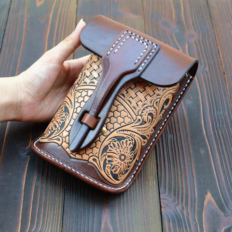 Leather Belt Pouch Mens Small Cases Waist Bag Hip Pack Belt Bag Fanny Pack Bumbag for Men Elegant Bags, Limited Stock Available