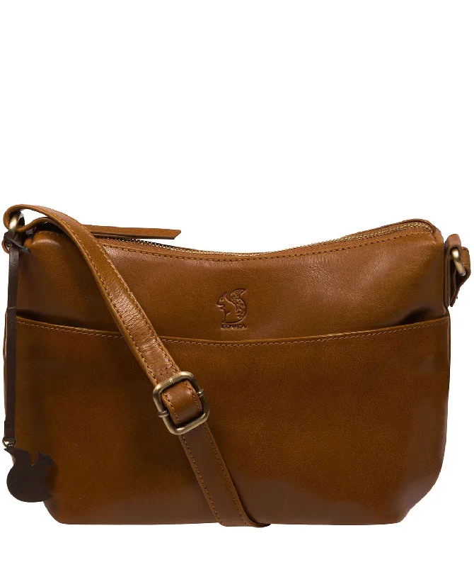 'Merrill' Dark Tan Leather Cross Body Bag High-End Bags, Low-End Prices