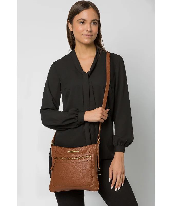 'Lewes' Tan Leather Cross Body Bag Chic Handbags At Special Promotional Prices