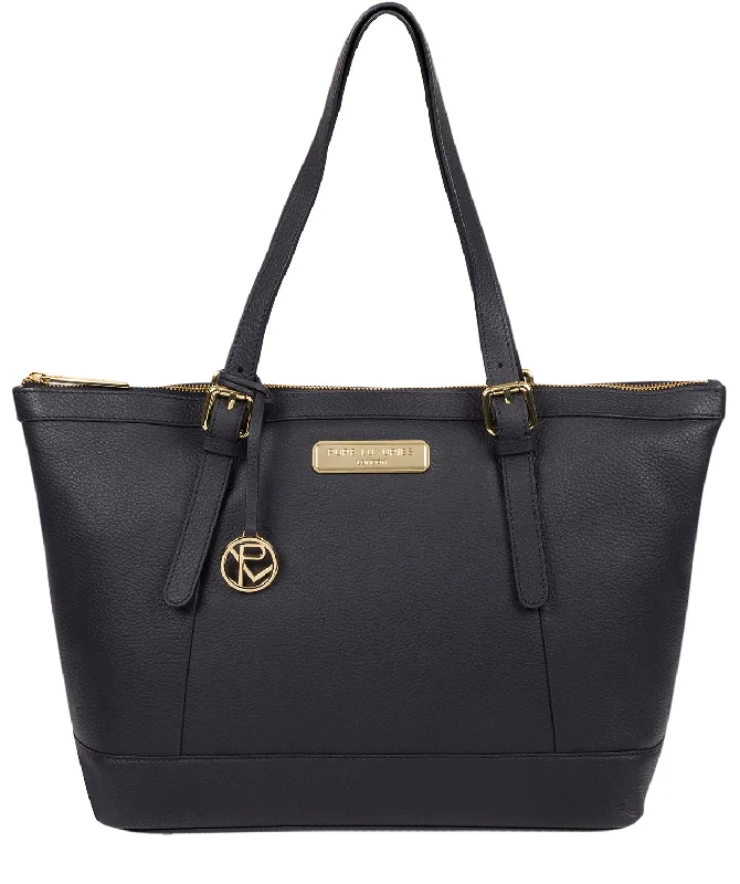 'Emily' Navy Leather Tote Bag Trendy Handbags At Limited-Time Discounts