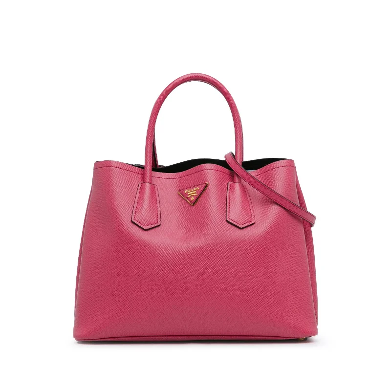 Prada Medium Saffiano Cuir Double Satchel (SHG-8brCMc) Carry Elegance For Less