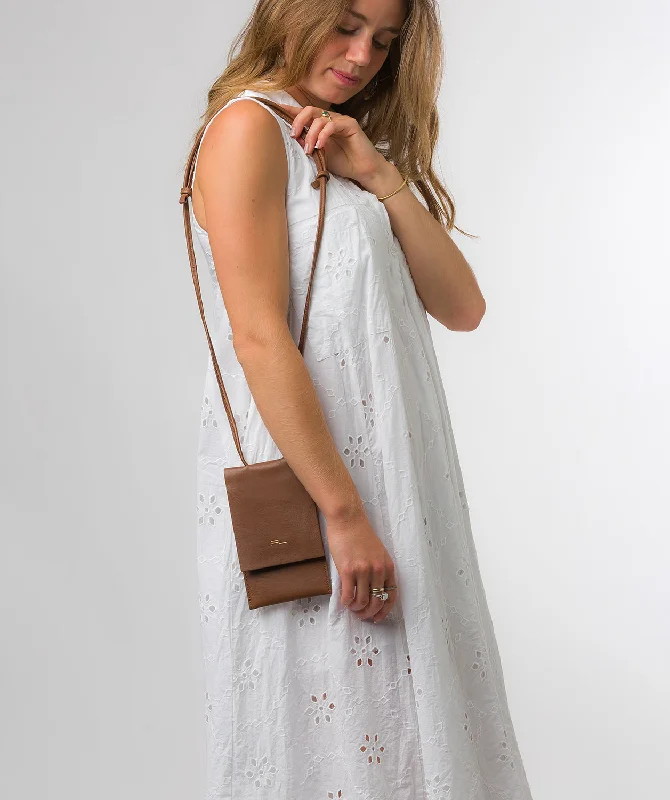 'Rina' Chestnut Nappa Leather Cross Body Phone Bag Chic Crossbody Bags, Limited Offers 'Rina' Chestnut Nappa Leather Cross Body Phone Bag Chic Crossbody Bags, Limited Offers