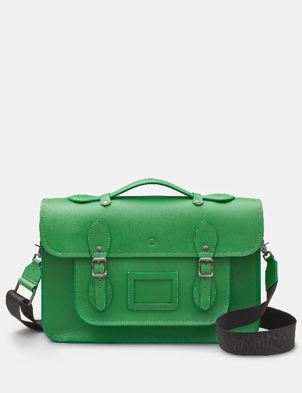 Belforte 14" Green Leather Satchel Final Call – Shop Stylish Bags Before They're Gone