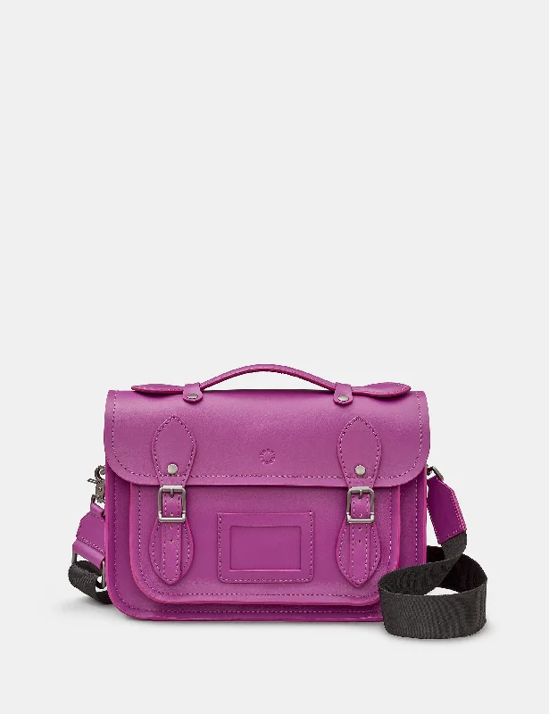 Dewhurst 10.5" Purple Leather Satchel Iconic Fashion Bags At Unbeatable Savings