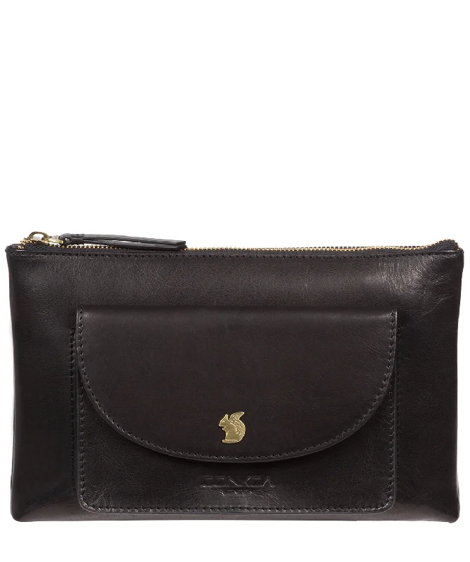 'Treasure' Black Leather Clutch Bag Iconic Handbags At Unbeatable Prices