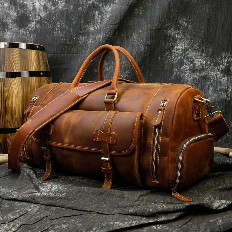 Vintage Crazy Horse leather Travel Bag With Shoe Pocket Affordable Luxury – Exclusive Savings On Premium Bags Vintage Crazy Horse leather Travel Bag With Shoe Pocket Affordable Luxury – Exclusive Savings On Premium Bags