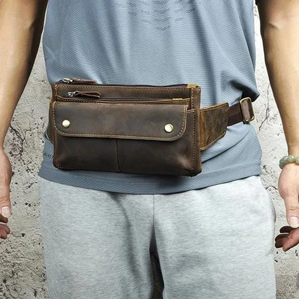 Vintage Leather Fanny Pack Mens Waist Bag Hip Pack Belt Bag for Men Chic And Affordable Bags – Grab Yours Today