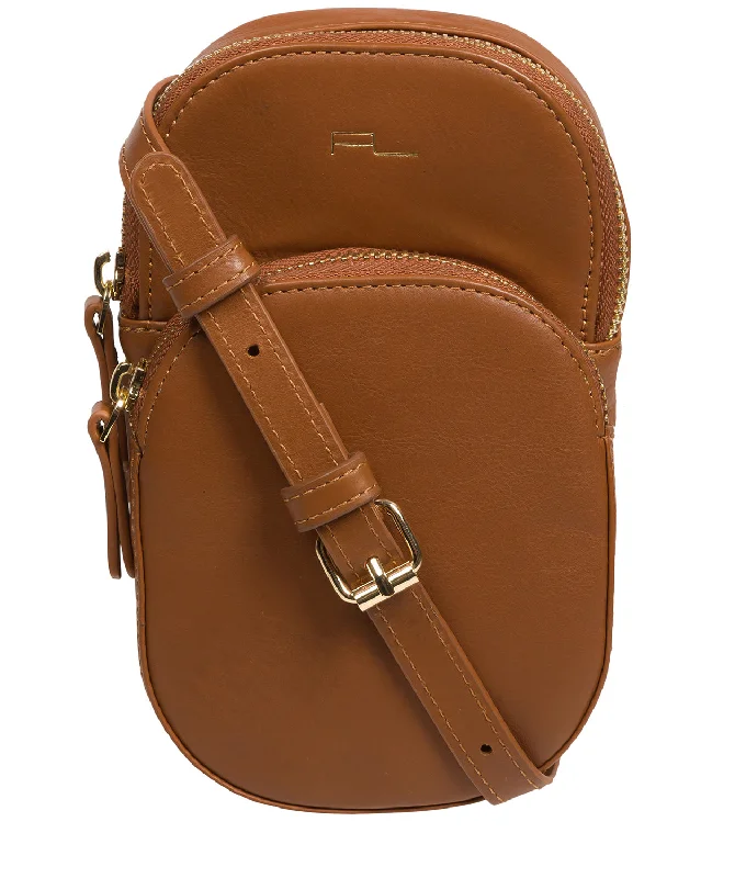 'Violet' Oak Nappa Leather Cross Body Phone Bag Sleek Bags, Perfect Prices